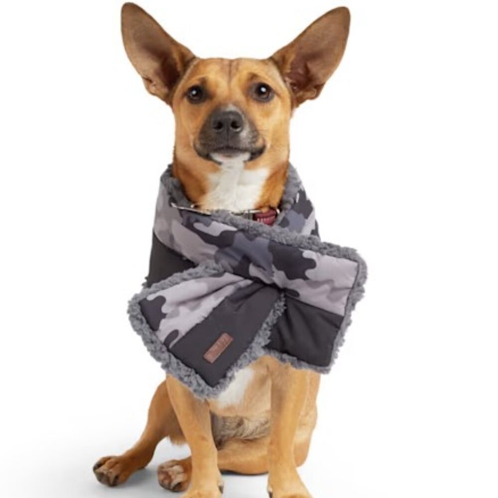 Dog Scarf: Gray Camo Adjustable, S/M & XS/S